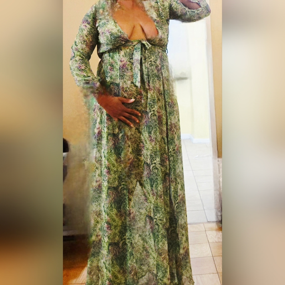 Green Patterned Maxi Dress